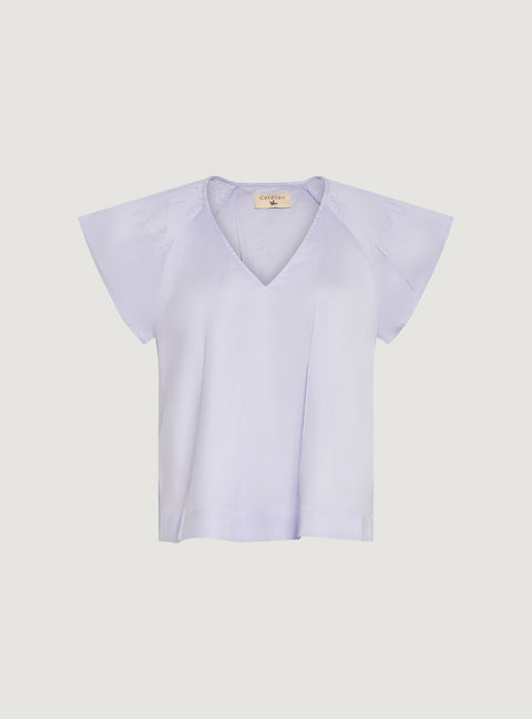 Crystal pleated short sleeve blouse